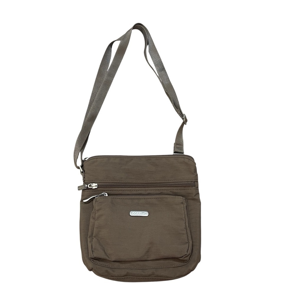 Baggallini Brown Portobello Zip Pocket Nylon Crossbody Bag